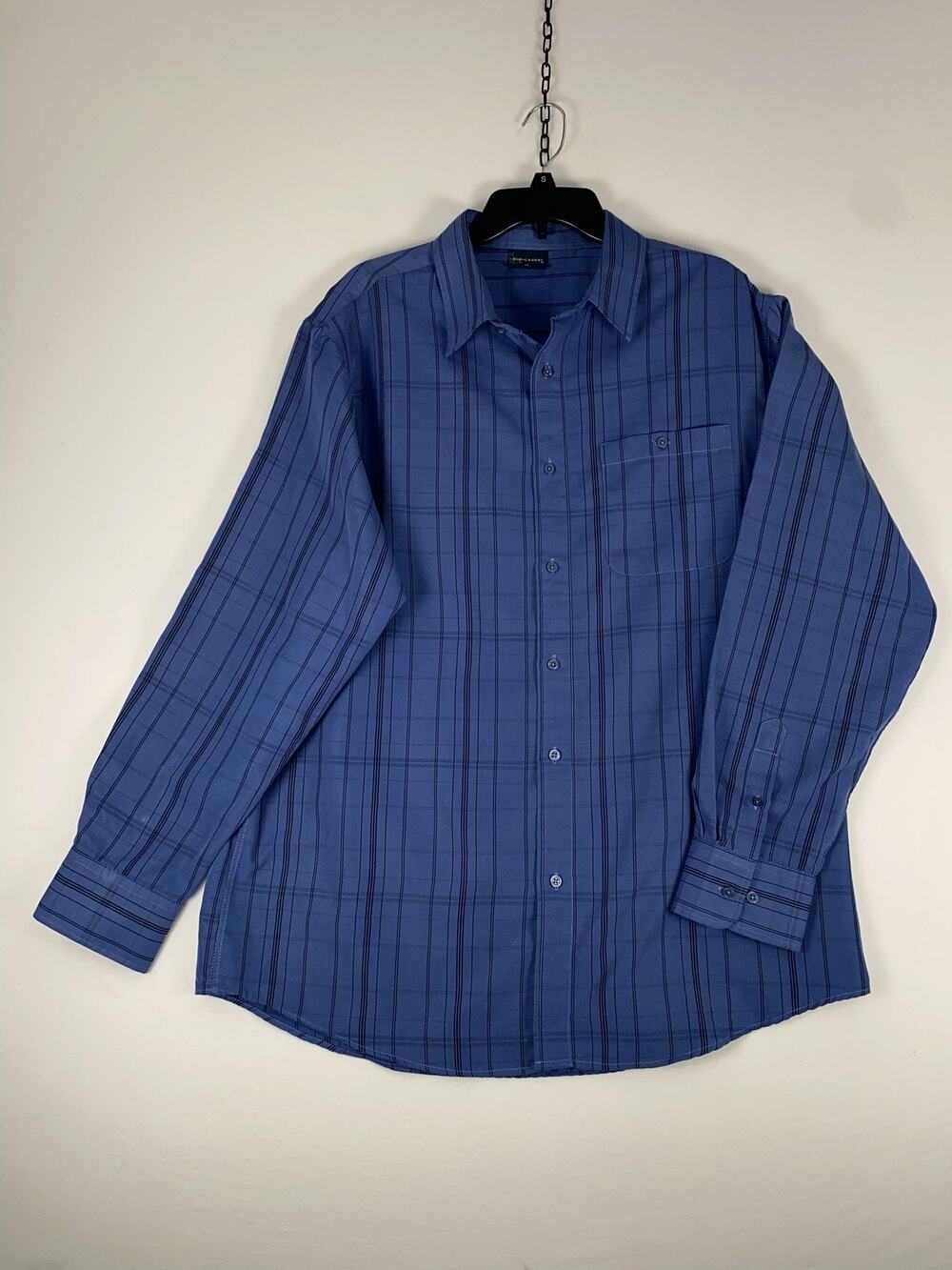 R&R Casual Shirt Mens XL Blue Plaid Long Sleeve Button Up Pocket Casual